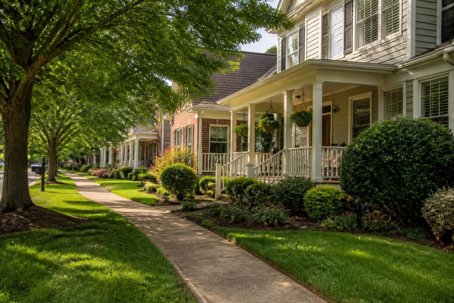Welcoming residential neighborhood in Matthews, North Carolina